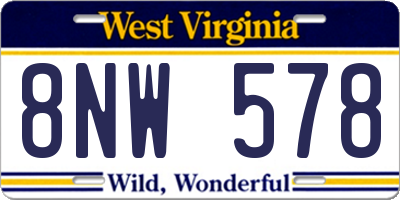 WV license plate 8NW578