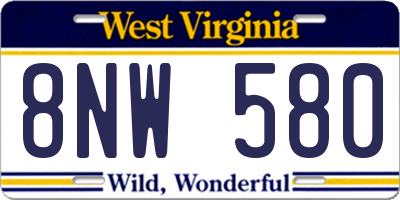 WV license plate 8NW580
