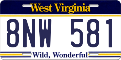 WV license plate 8NW581
