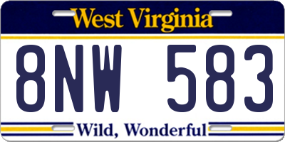 WV license plate 8NW583