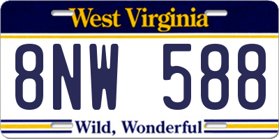 WV license plate 8NW588