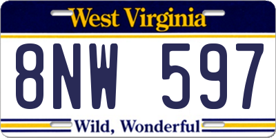 WV license plate 8NW597