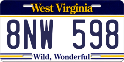 WV license plate 8NW598