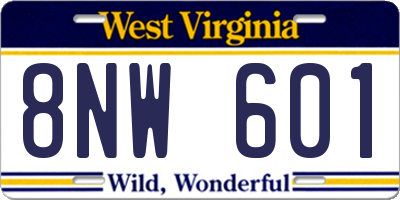 WV license plate 8NW601