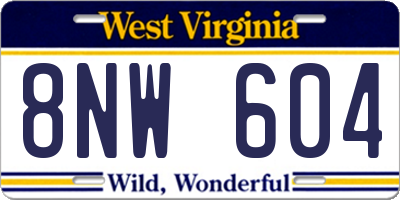 WV license plate 8NW604