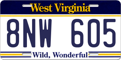 WV license plate 8NW605