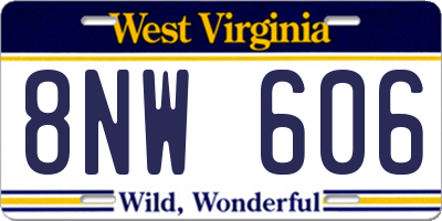 WV license plate 8NW606
