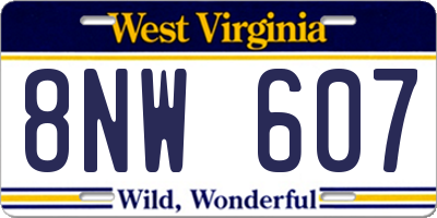 WV license plate 8NW607