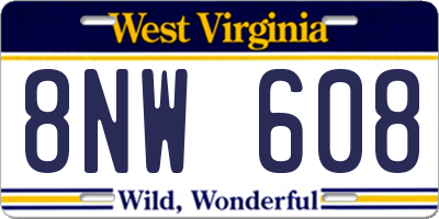 WV license plate 8NW608