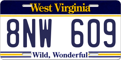 WV license plate 8NW609