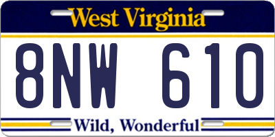WV license plate 8NW610