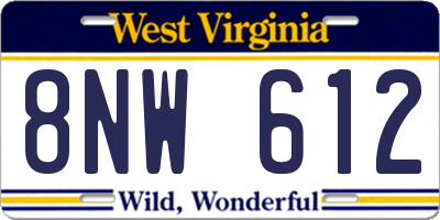 WV license plate 8NW612