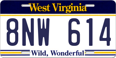 WV license plate 8NW614