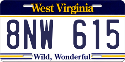 WV license plate 8NW615