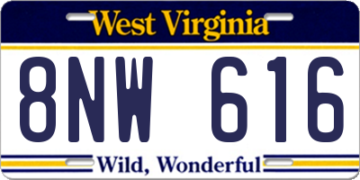 WV license plate 8NW616