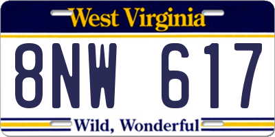 WV license plate 8NW617