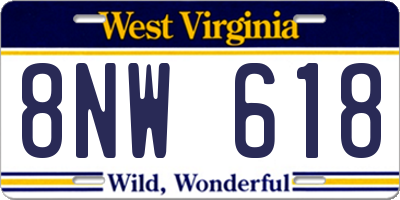 WV license plate 8NW618