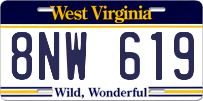 WV license plate 8NW619