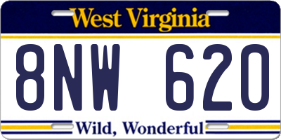 WV license plate 8NW620