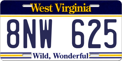 WV license plate 8NW625