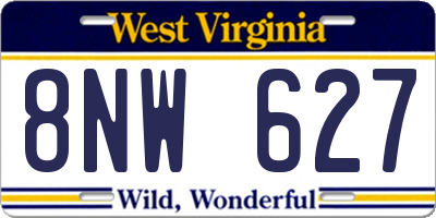 WV license plate 8NW627