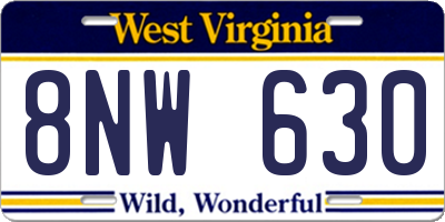 WV license plate 8NW630