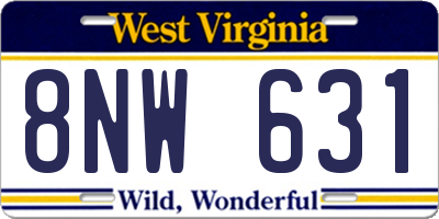 WV license plate 8NW631