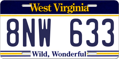 WV license plate 8NW633