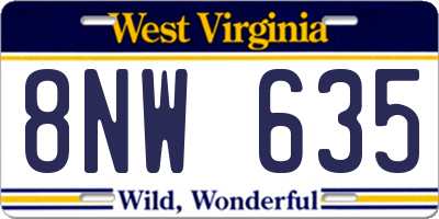 WV license plate 8NW635
