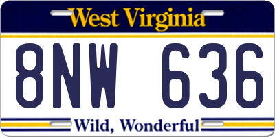WV license plate 8NW636