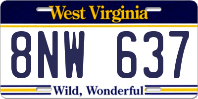 WV license plate 8NW637