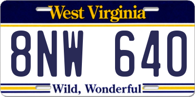 WV license plate 8NW640