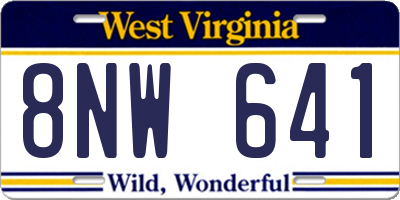 WV license plate 8NW641
