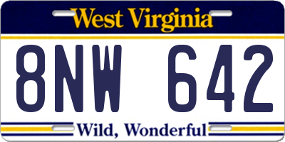 WV license plate 8NW642