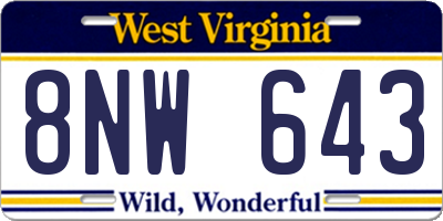 WV license plate 8NW643