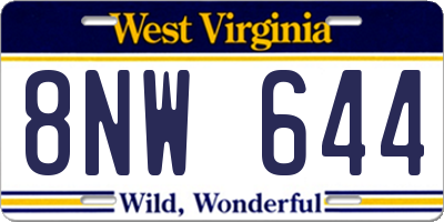 WV license plate 8NW644