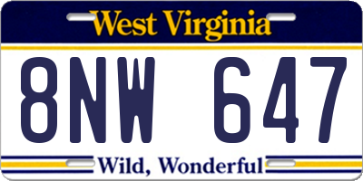 WV license plate 8NW647