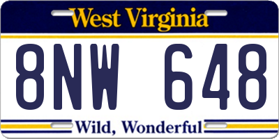 WV license plate 8NW648