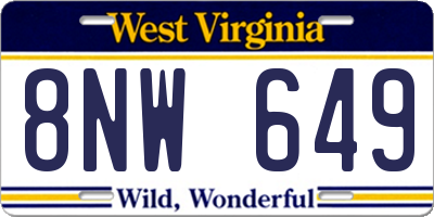 WV license plate 8NW649