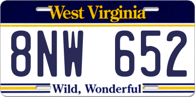 WV license plate 8NW652
