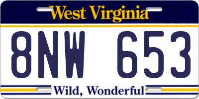 WV license plate 8NW653