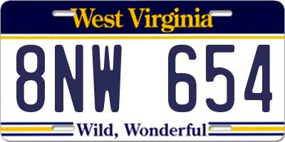 WV license plate 8NW654
