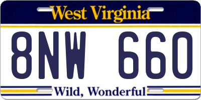 WV license plate 8NW660