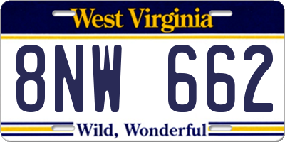 WV license plate 8NW662