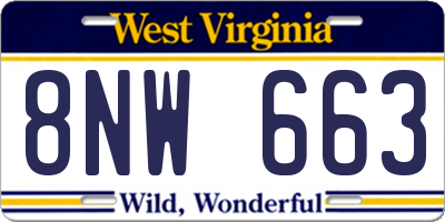 WV license plate 8NW663