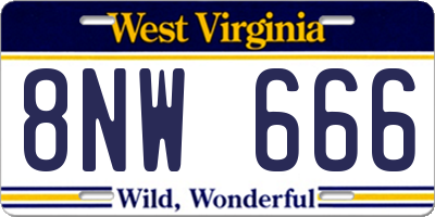 WV license plate 8NW666