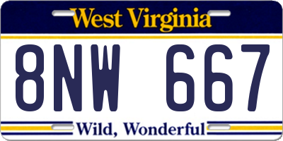 WV license plate 8NW667