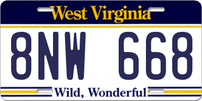 WV license plate 8NW668