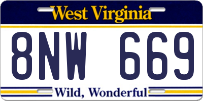 WV license plate 8NW669