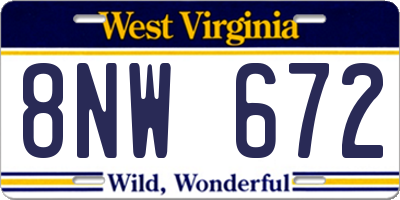 WV license plate 8NW672
